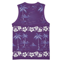 Purple Hawaii Palm Tree Hibiscus Basketball Jersey Fantasy Summer Vibe