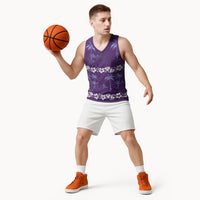 Purple Hawaii Palm Tree Hibiscus Basketball Jersey Fantasy Summer Vibe