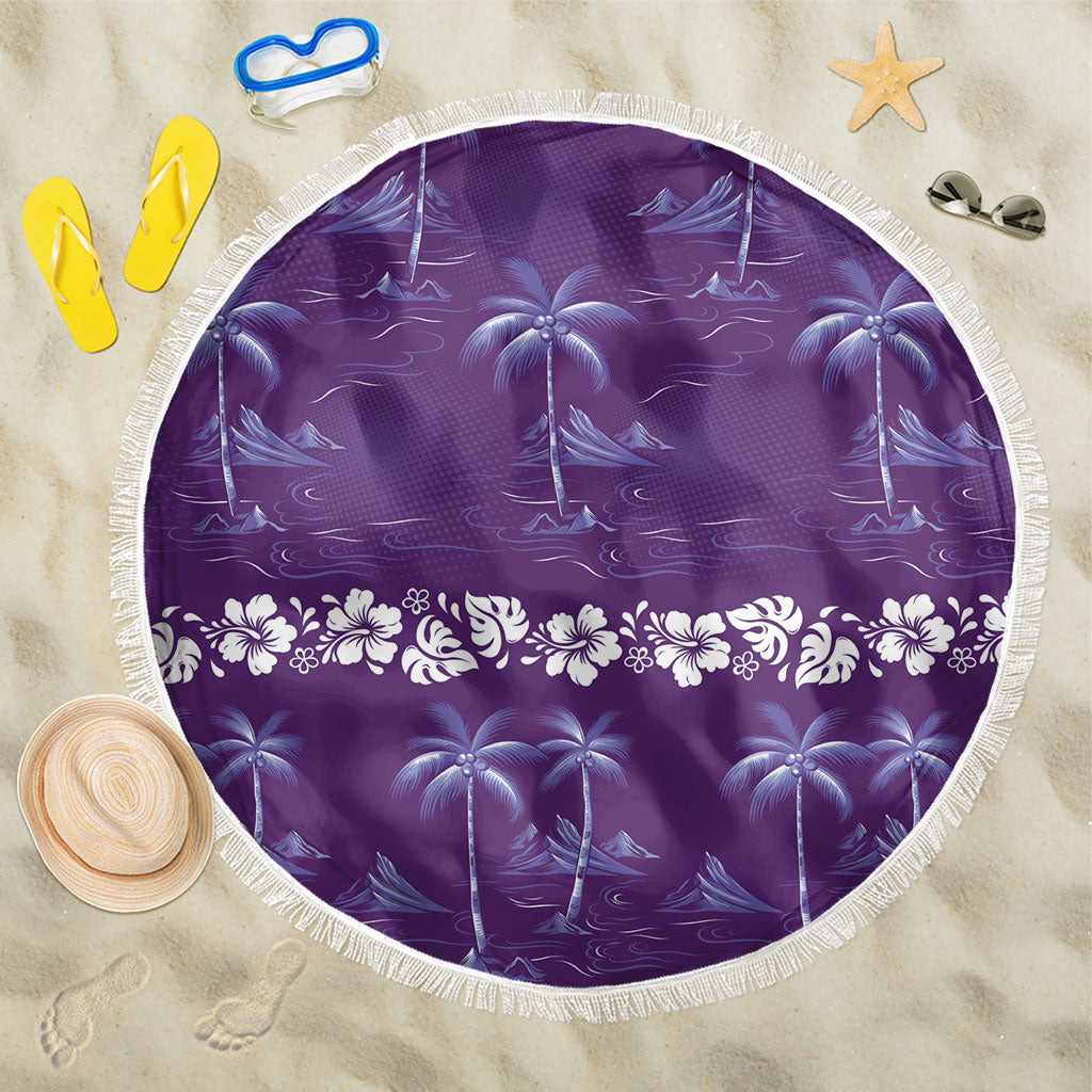 Purple Hawaii Palm Tree Hibiscus Beach Blanket Fantasy Summer Vibe