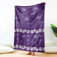 Purple Hawaii Palm Tree Hibiscus Blanket Fantasy Summer Vibe