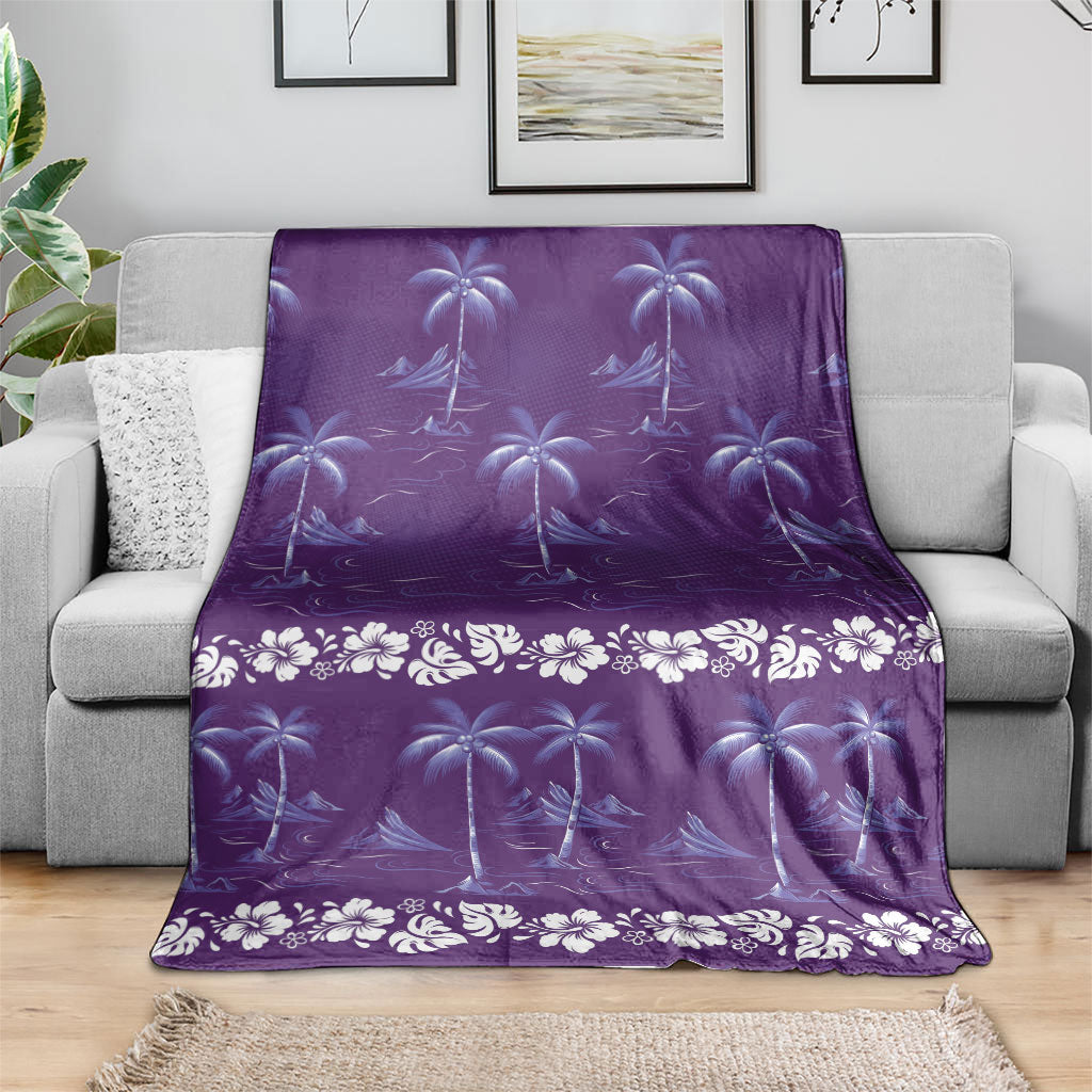Purple Hawaii Palm Tree Hibiscus Blanket Fantasy Summer Vibe