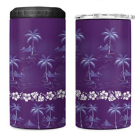 Purple Hawaii Palm Tree Hibiscus 4 in 1 Can Cooler Tumbler Fantasy Summer Vibe LT01 One Size: 16 oz Purple - Polynesian Pride