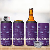 Purple Hawaii Palm Tree Hibiscus 4 in 1 Can Cooler Tumbler Fantasy Summer Vibe LT01 - Polynesian Pride