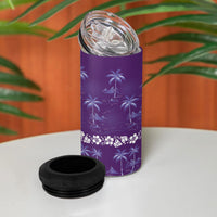 Purple Hawaii Palm Tree Hibiscus 4 in 1 Can Cooler Tumbler Fantasy Summer Vibe LT01 - Polynesian Pride