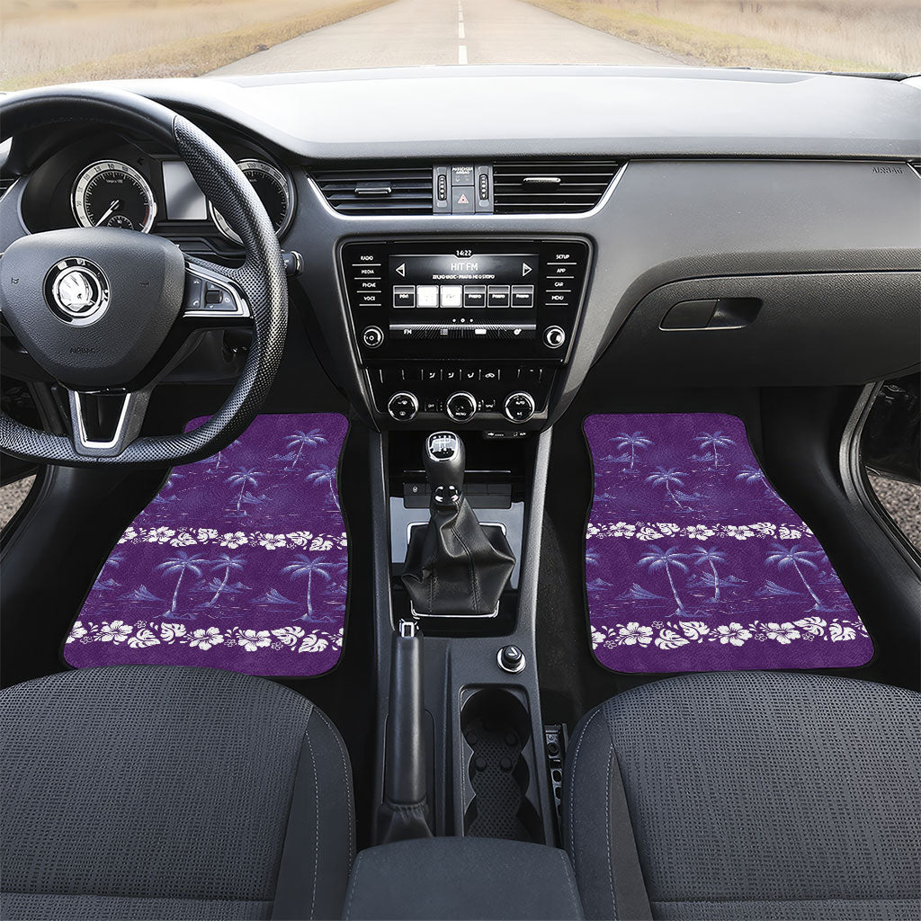 Purple Hawaii Palm Tree Hibiscus Car Mats Fantasy Summer Vibe
