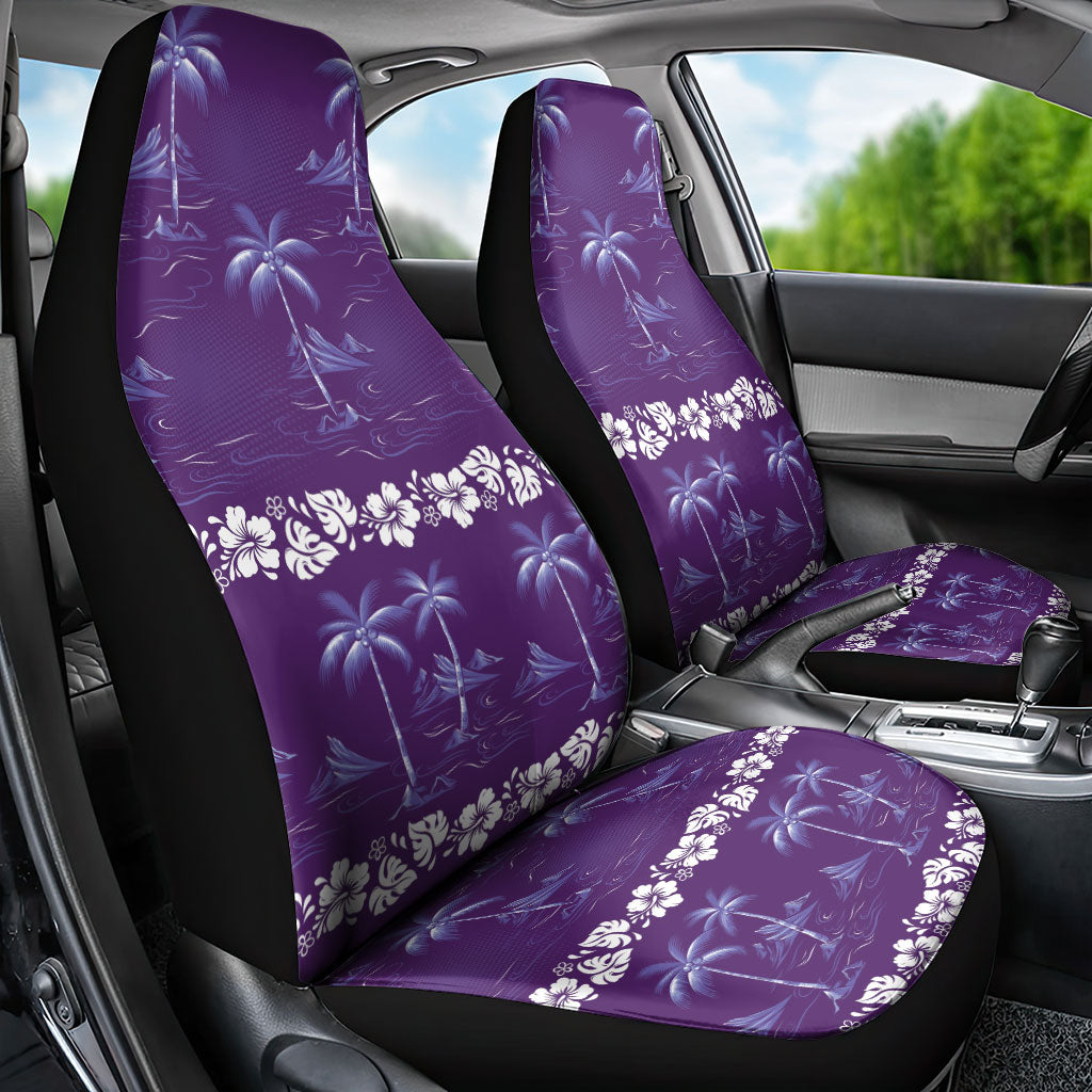 Purple Hawaii Palm Tree Hibiscus Car Seat Cover Fantasy Summer Vibe LT01 - Polynesian Pride