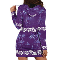 Purple Hawaii Palm Tree Hibiscus Hoodie Dress Fantasy Summer Vibe LT01 - Polynesian Pride