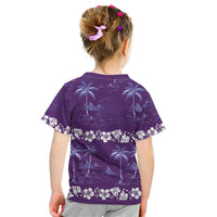 Purple Hawaii Palm Tree Hibiscus Kid T Shirt Fantasy Summer Vibe