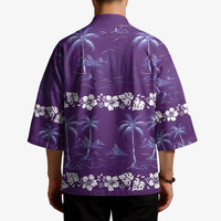 Purple Hawaii Palm Tree Hibiscus Kimono Fantasy Summer Vibe