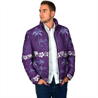 Purple Hawaii Palm Tree Hibiscus Padded Jacket Fantasy Summer Vibe