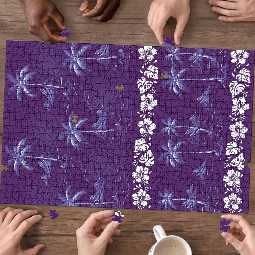 Purple Hawaii Palm Tree Hibiscus Puzzle Fantasy Summer Vibe