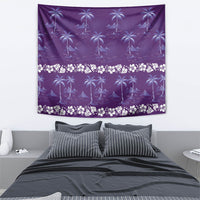 Purple Hawaii Palm Tree Hibiscus Tapestry Fantasy Summer Vibe