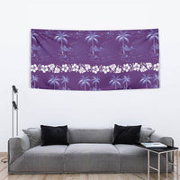 Purple Hawaii Palm Tree Hibiscus Tapestry Fantasy Summer Vibe