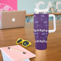 Purple Hawaii Palm Tree Hibiscus Tumbler With Handle Fantasy Summer Vibe