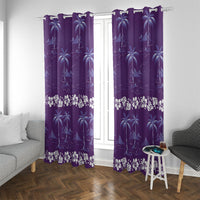 Purple Hawaii Palm Tree Hibiscus Window Curtain Fantasy Summer Vibe