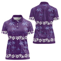 Purple Hawaii Palm Tree Hibiscus Women Polo Shirt Fantasy Summer Vibe LT01 - Polynesian Pride