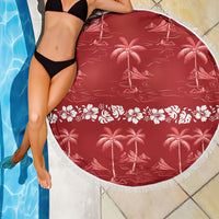 Red Hawaii Palm Tree Hibiscus Beach Blanket Fantasy Summer Vibe LT01 - Polynesian Pride