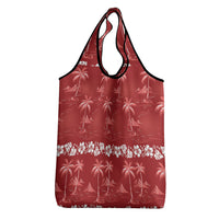 Red Hawaii Palm Tree Hibiscus Grocery Bag Fantasy Summer Vibe