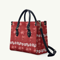 Red Hawaii Palm Tree Hibiscus Leather Bag Fantasy Summer Vibe