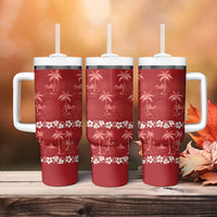 Red Hawaii Palm Tree Hibiscus Tumbler With Handle Fantasy Summer Vibe