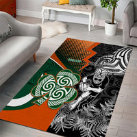 New Zealand and Ireland Rugby Area Rug Silver Fern With Shamrock 2023 World Cup LT01 - Polynesian Pride