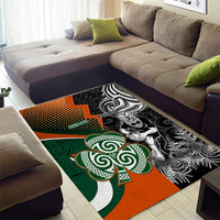 New Zealand and Ireland Rugby Area Rug Silver Fern With Shamrock 2023 World Cup LT01 - Polynesian Pride