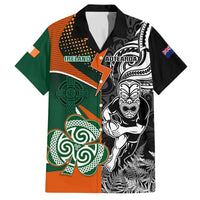 New Zealand and Ireland Rugby Family Matching Puletasi Dress and Hawaiian Shirt Silver Fern With Shamrock 2023 World Cup LT01 Dad's Shirt - Short Sleeve Art - Polynesian Pride