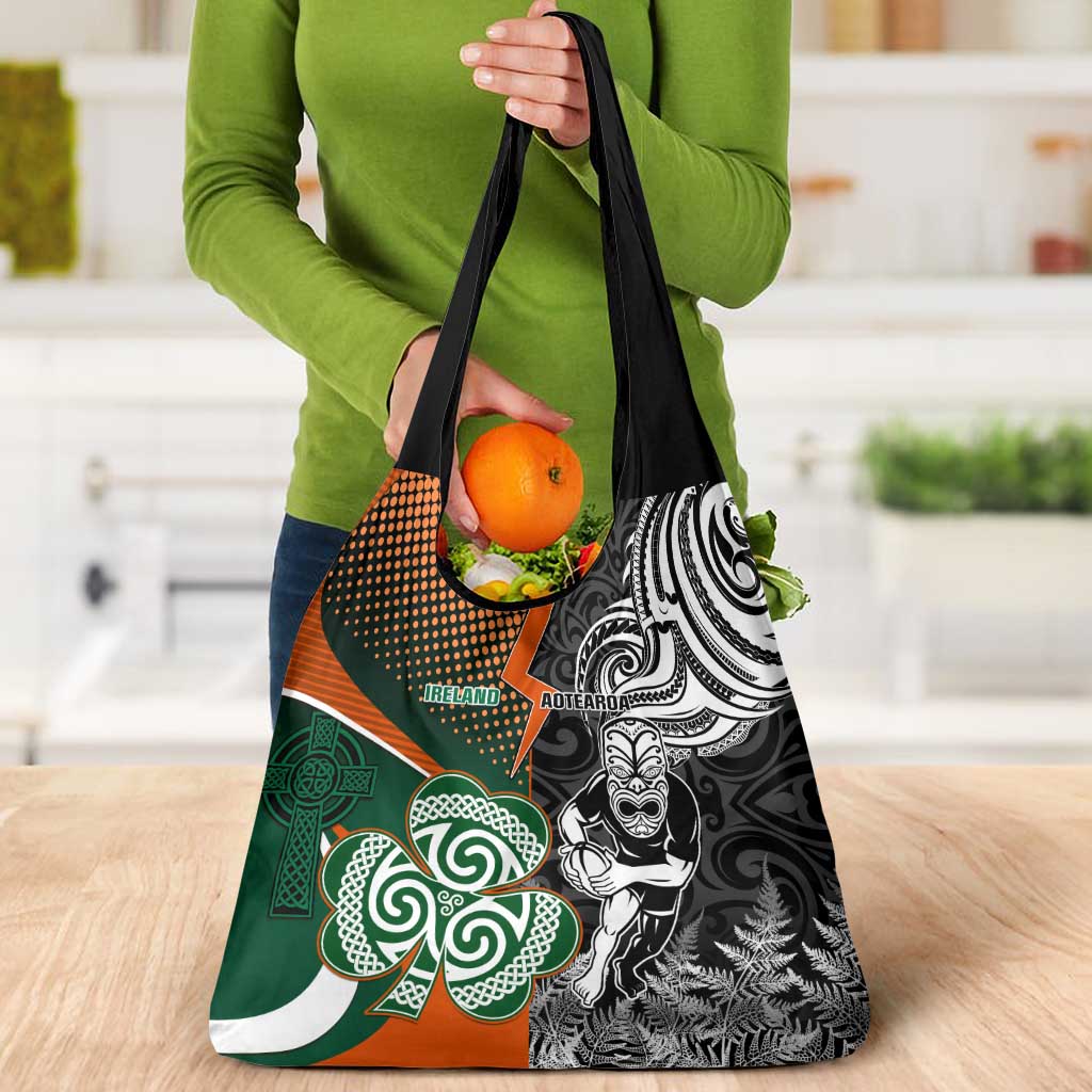 New Zealand and Ireland Rugby Grocery Bag Silver Fern With Shamrock 2023 World Cup LT01 - Polynesian Pride