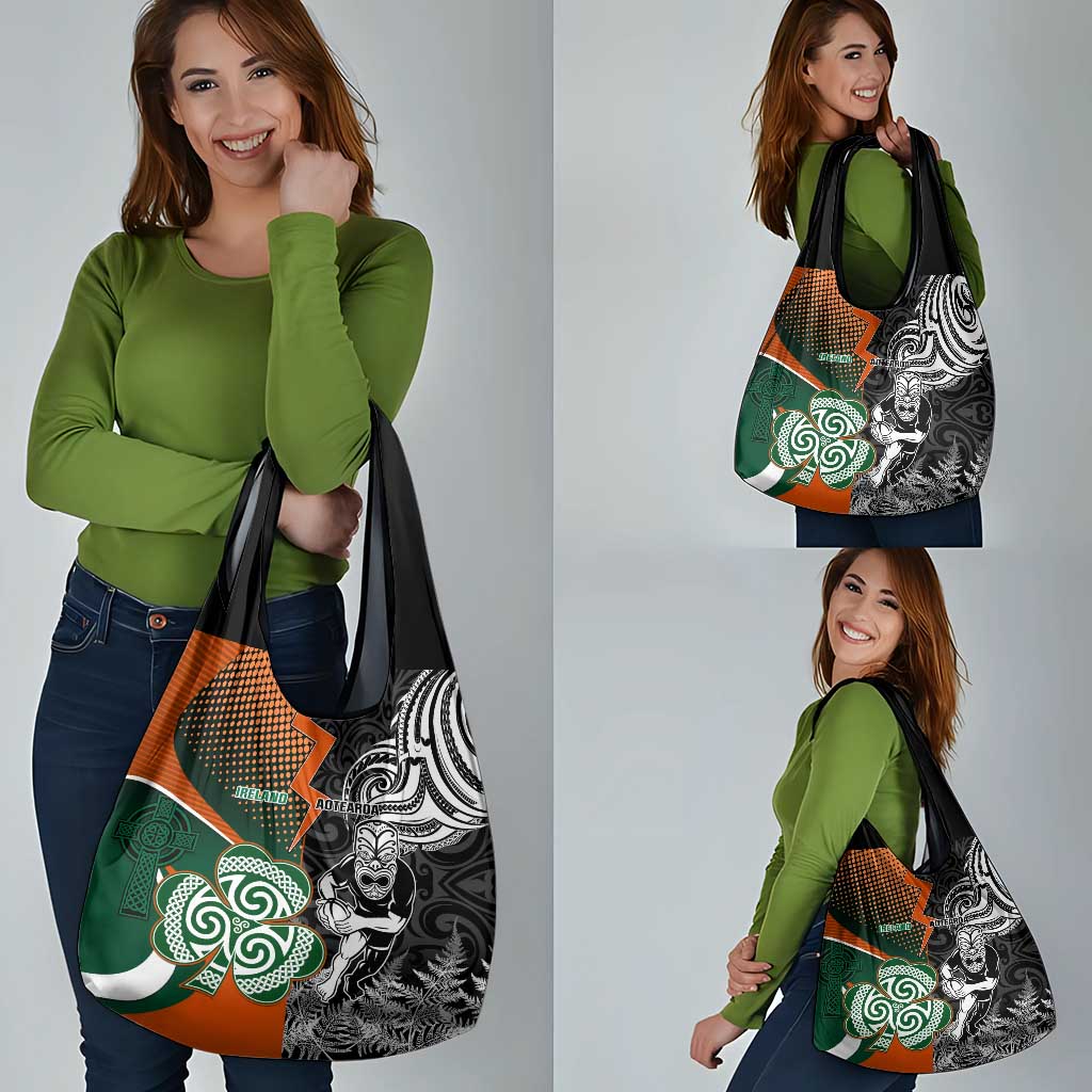 New Zealand and Ireland Rugby Grocery Bag Silver Fern With Shamrock 2023 World Cup LT01 - Polynesian Pride
