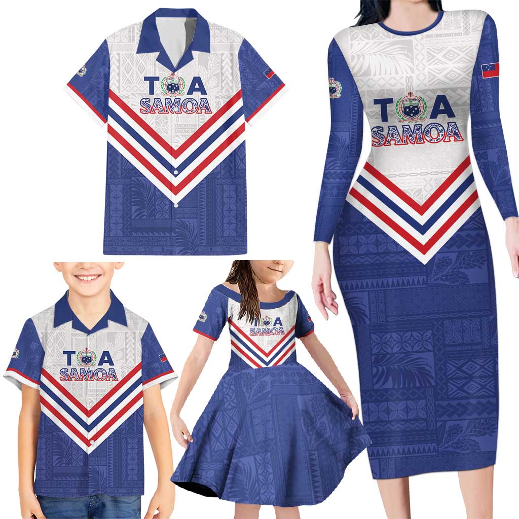 Custom Toa Samoa Rugby Family Matching Long Sleeve Bodycon Dress and Hawaiian Shirt 1992-1993 Special Edition LT01 - Polynesian Pride