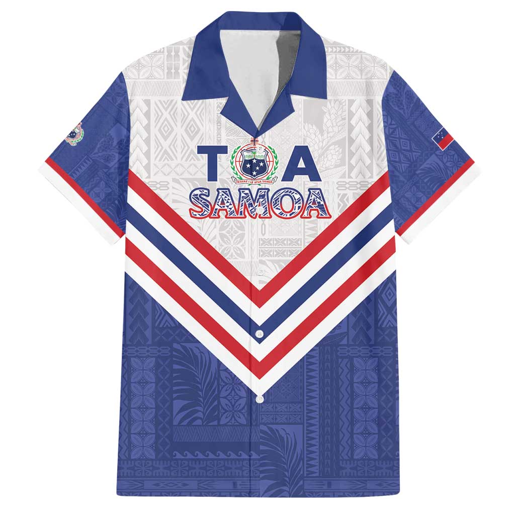 Custom Toa Samoa Rugby Family Matching Long Sleeve Bodycon Dress and Hawaiian Shirt 1992-1993 Special Edition LT01 Dad's Shirt - Short Sleeve Blue - Polynesian Pride