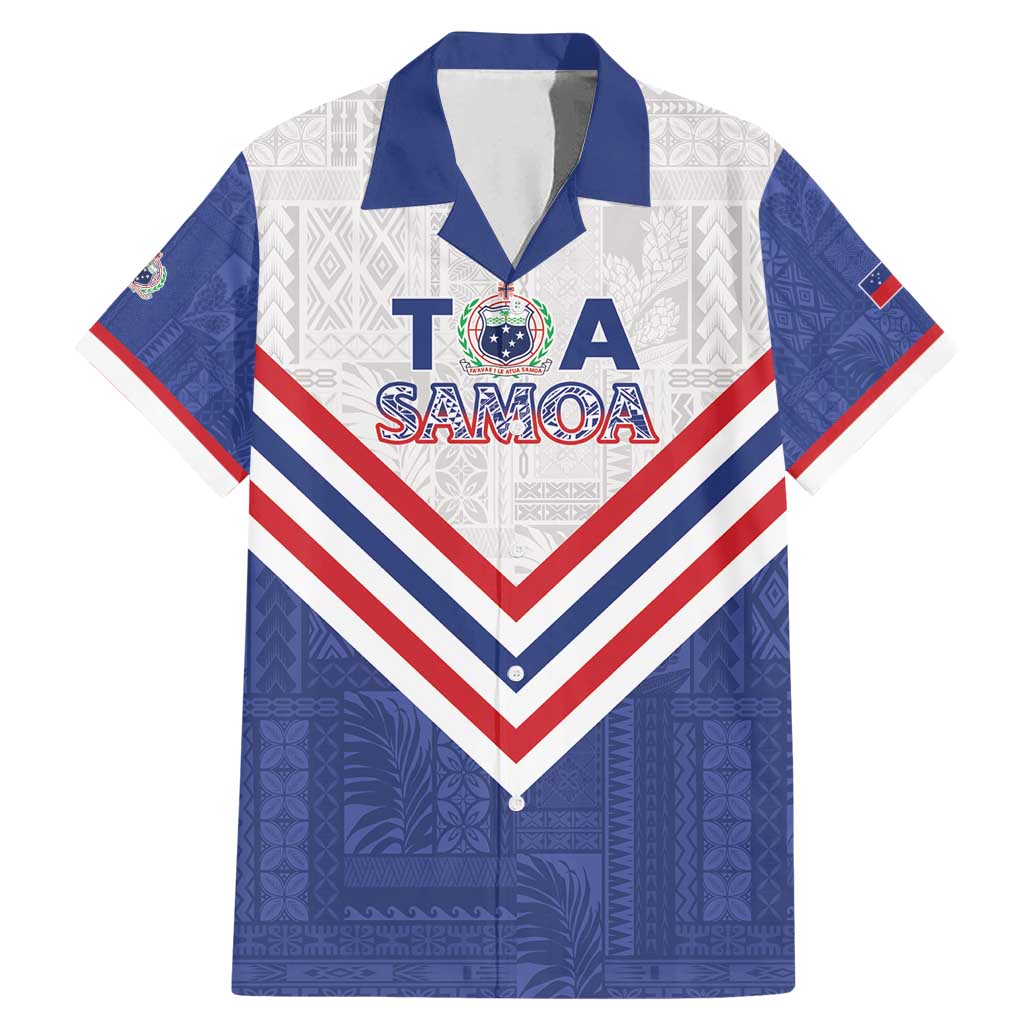 Custom Toa Samoa Rugby Family Matching Mermaid Dress and Hawaiian Shirt 1992-1993 Special Edition LT01 Dad's Shirt - Short Sleeve Blue - Polynesian Pride