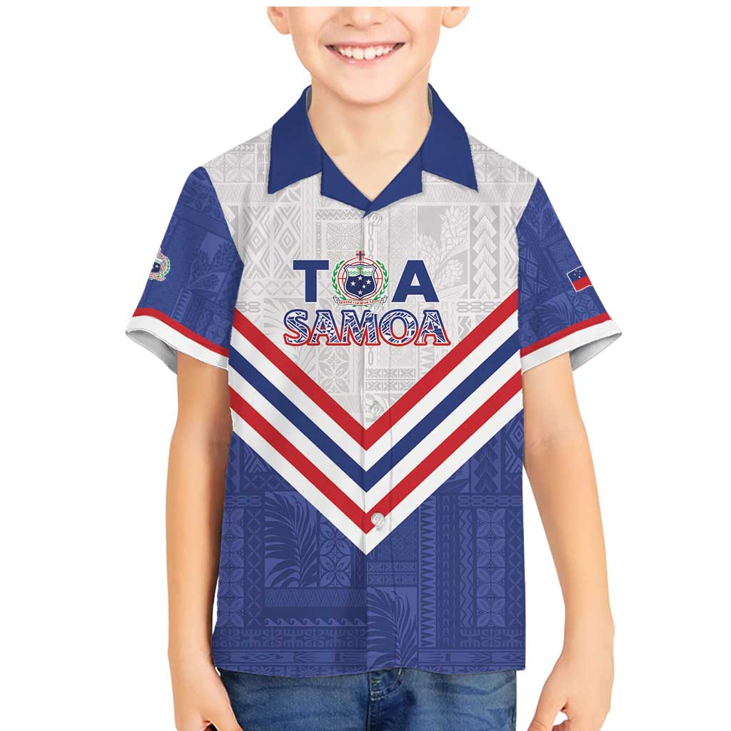 Custom Toa Samoa Rugby Family Matching Mermaid Dress and Hawaiian Shirt 1992-1993 Special Edition LT01 Son's Shirt Blue - Polynesian Pride