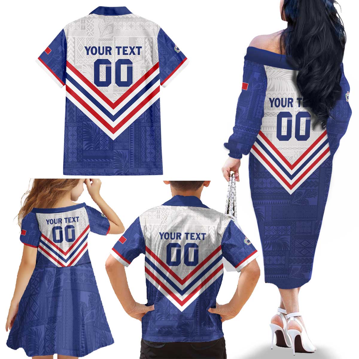 Custom Toa Samoa Rugby Family Matching Off The Shoulder Long Sleeve Dress and Hawaiian Shirt 1992-1993 Special Edition LT01 - Polynesian Pride