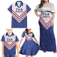 Custom Toa Samoa Rugby Family Matching Off Shoulder Maxi Dress and Hawaiian Shirt 1992-1993 Special Edition LT01 - Polynesian Pride