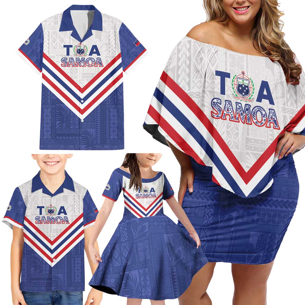 Custom Toa Samoa Rugby Family Matching Off Shoulder Short Dress and Hawaiian Shirt 1992-1993 Special Edition LT01 - Polynesian Pride