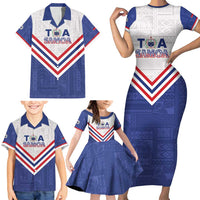 Custom Toa Samoa Rugby Family Matching Short Sleeve Bodycon Dress and Hawaiian Shirt 1992-1993 Special Edition LT01 - Polynesian Pride