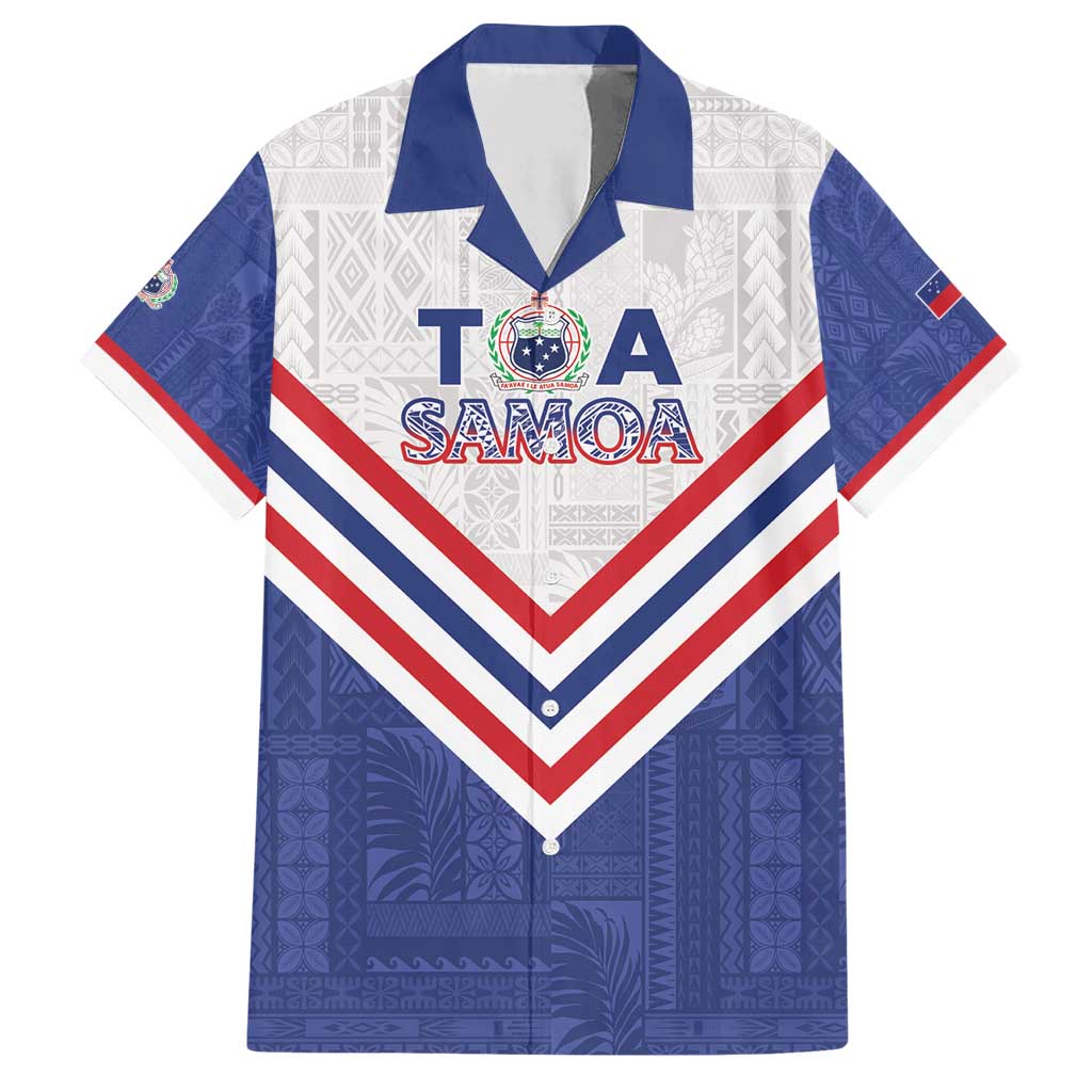Custom Toa Samoa Rugby Family Matching Short Sleeve Bodycon Dress and Hawaiian Shirt 1992-1993 Special Edition LT01 Dad's Shirt - Short Sleeve Blue - Polynesian Pride