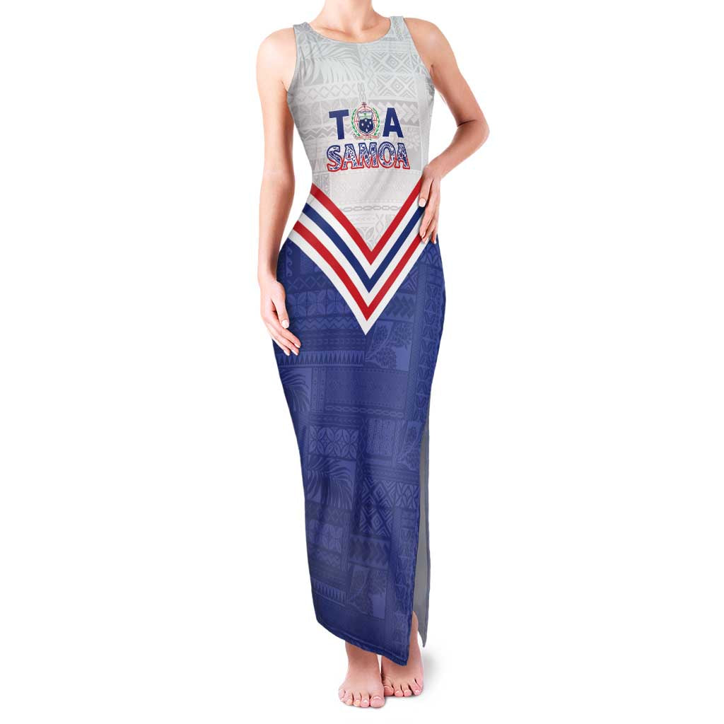 Custom Toa Samoa Rugby Family Matching Tank Maxi Dress and Hawaiian Shirt 1992-1993 Special Edition LT01 Mom's Dress Blue - Polynesian Pride