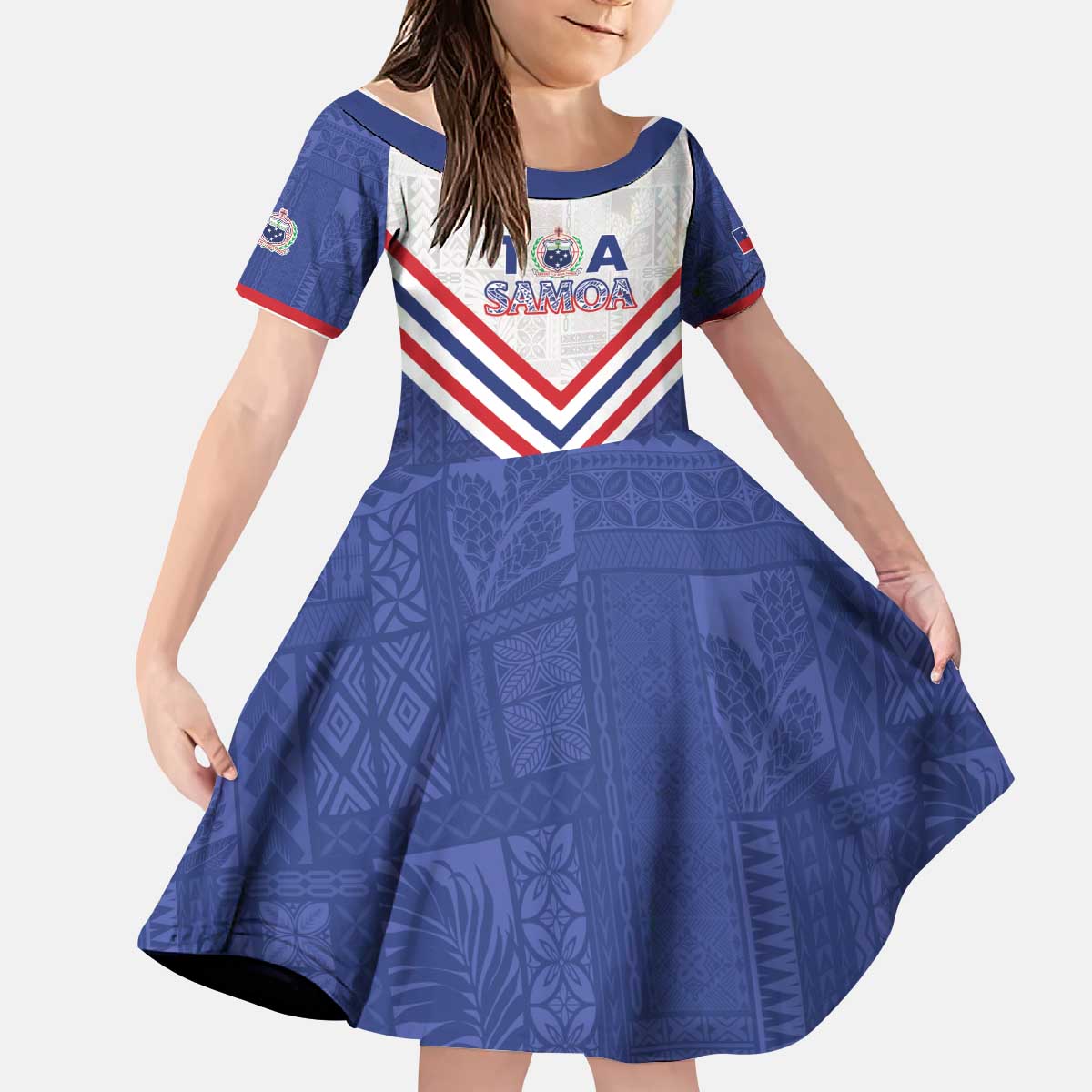 Custom Toa Samoa Rugby Kid Short Sleeve Dress 1992-1993 Special Edition LT01 KID Blue - Polynesian Pride