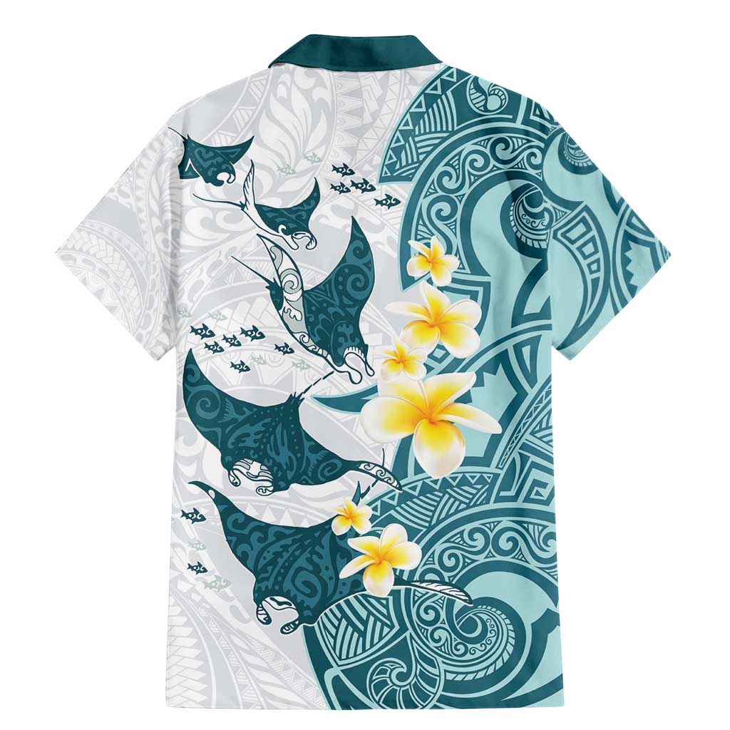 Maori Manta Ray Plumeria Teal Family Matching Mermaid Dress and Hawaiian Shirt LT01 - Polynesian Pride