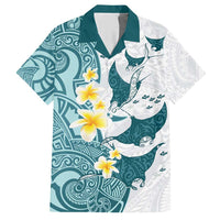 Maori Manta Ray Plumeria Teal Hawaiian Shirt LT01 Teal - Polynesian Pride