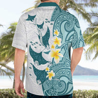 Maori Manta Ray Plumeria Teal Hawaiian Shirt LT01 - Polynesian Pride