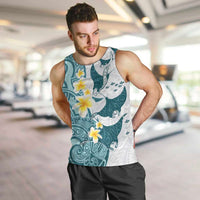 Maori Manta Ray Plumeria Teal Men Tank Top LT01 Teal - Polynesian Pride