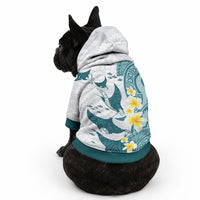 Maori Manta Ray Plumeria Teal Pet Hoodie
