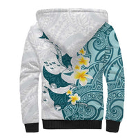 Maori Manta Ray Plumeria Teal Sherpa Hoodie LT01 - Polynesian Pride