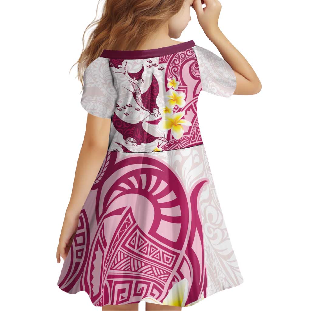 Maori Manta Ray Plumeria Royal Pink Family Matching Off Shoulder Maxi Dress and Hawaiian Shirt LT01 - Polynesian Pride