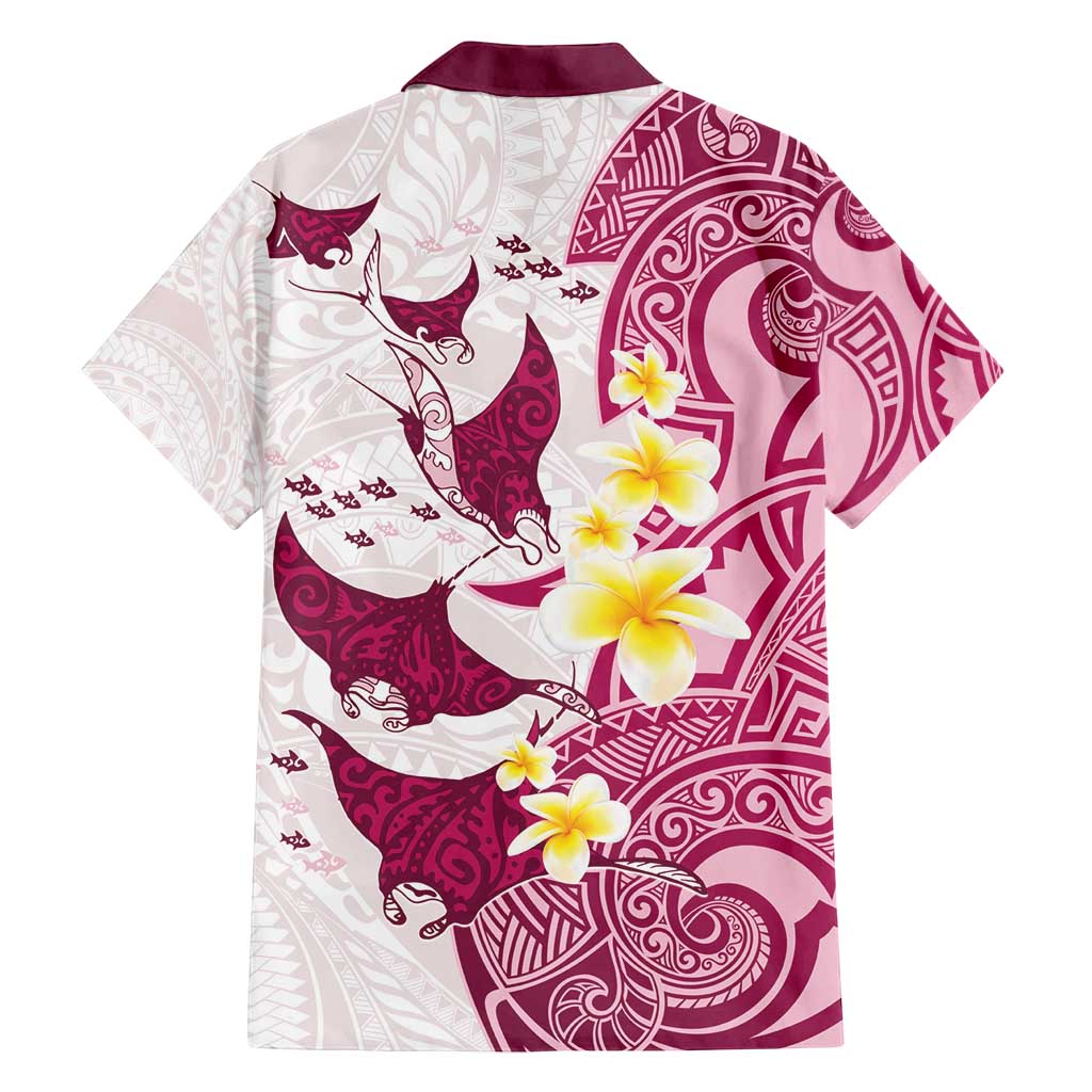 Maori Manta Ray Plumeria Royal Pink Family Matching Puletasi and Hawaiian Shirt LT01 - Polynesian Pride