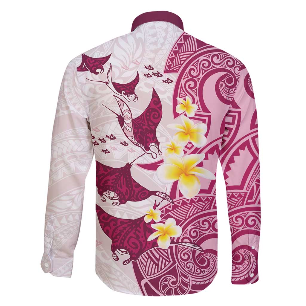 Maori Manta Ray Plumeria Royal Pink Family Matching Summer Maxi Dress and Hawaiian Shirt LT01 - Polynesian Pride