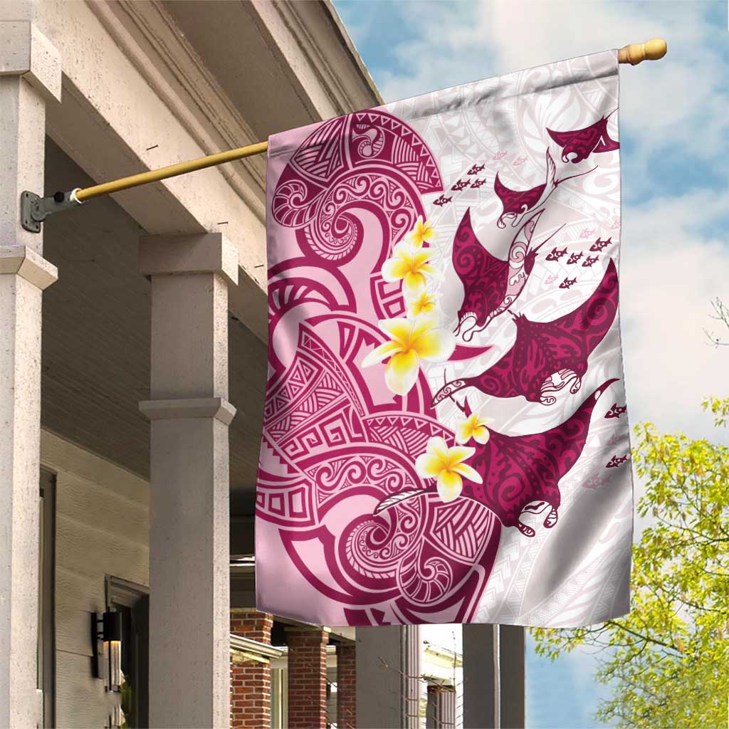 Maori Manta Ray Plumeria Royal Pink Garden Flag LT01 House Flag Pink - Polynesian Pride